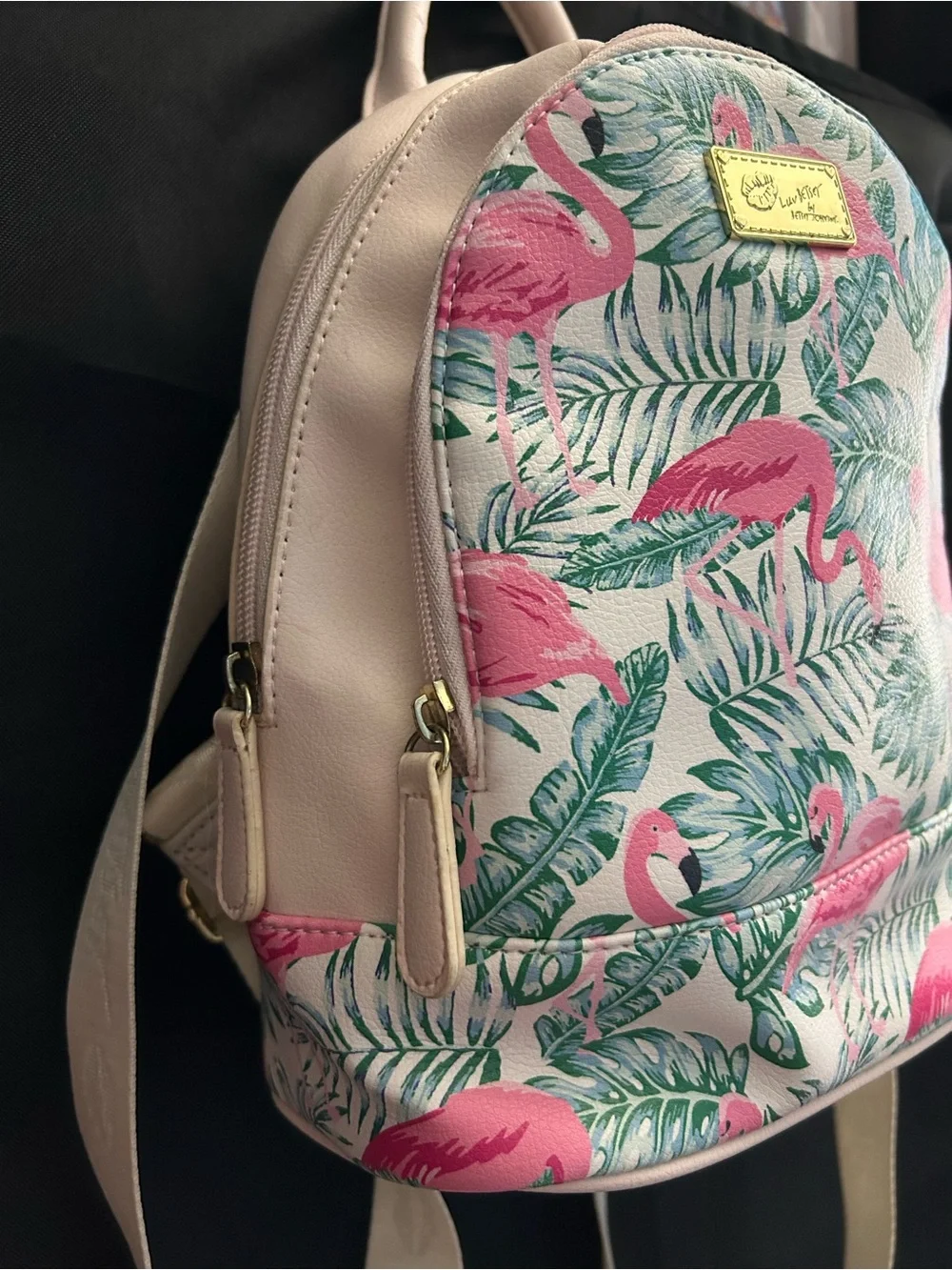 Betsey Johnson Pink Flamingo Print Mini Backpack